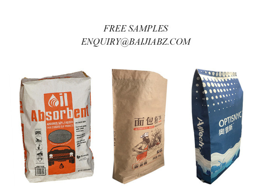 Le sac absorbant de papier de Multiwall emballage de flaque liquide a adapté 20kg aux besoins du client 25kg
