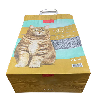 L'emballage de papier de papier de Cat Litter Bags Handle Kraft de 7 couleurs met en sac la bouche ouverte