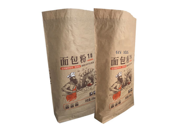 L'emballage de farine de blé de papier d'emballage met en sac le sac de papier de empaquetage de la catégorie 25kg comestible