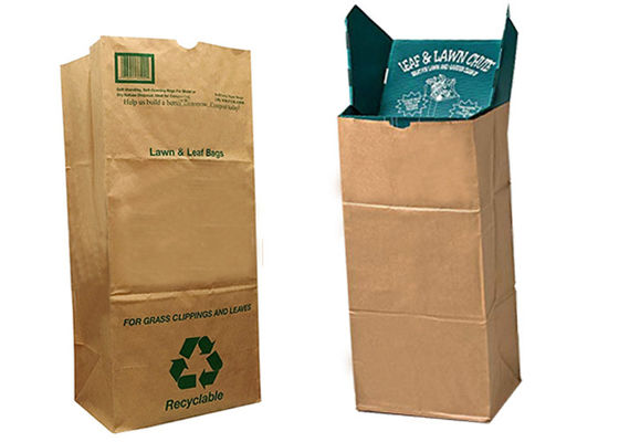 les détritus végétaux de papier de 30 gallons 110L mettent en sac les sacs en papier biodégradables de pelouse