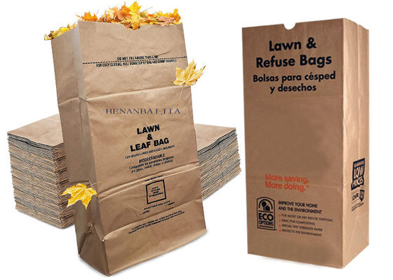 Les grands sacs en papier biodégradables de feuille de pelouse empaquettent le sac de papier compostable de détritus végétaux de déchets
