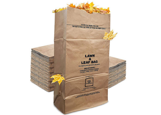 Ouverture facile biodégradable de sacs de papier de pelouse de brun de kraft