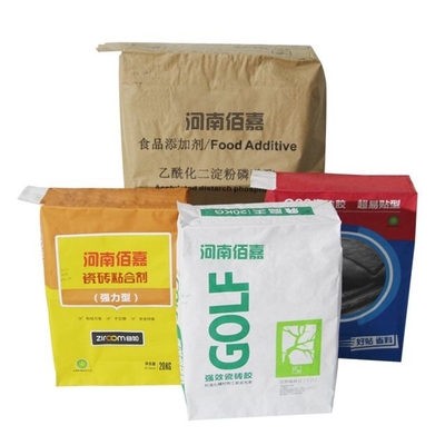 Sacs en papier adhésifs de valve de tuile de la coutume 20kg 3 plis multiwall