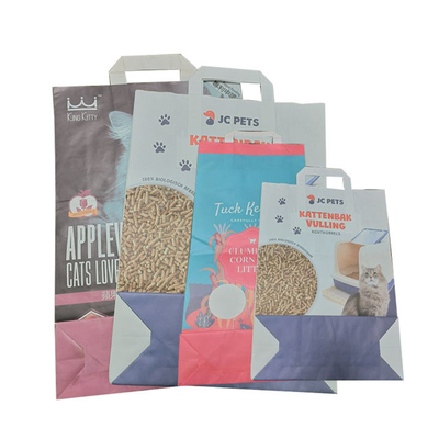 sac de papier imprimé par coutume de 5kg 10kg avec le tofu vide Cat Litter Bag de poignée