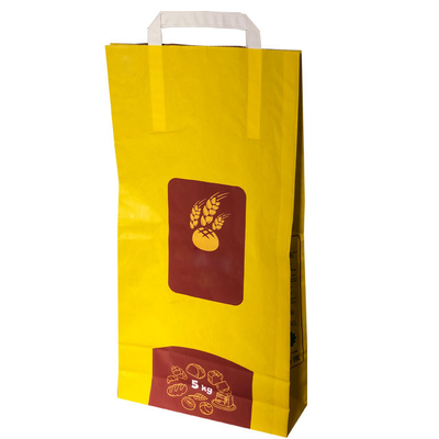 L'emballage de papier d'emballage de farine de blé d'OEM met en sac adapté aux besoins du client imprimant la poignée latérale de gousset