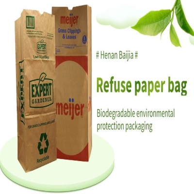 Logo fait sur commande biodégradable de sacs en papier de feuille de pelouse de 30 gallons admis