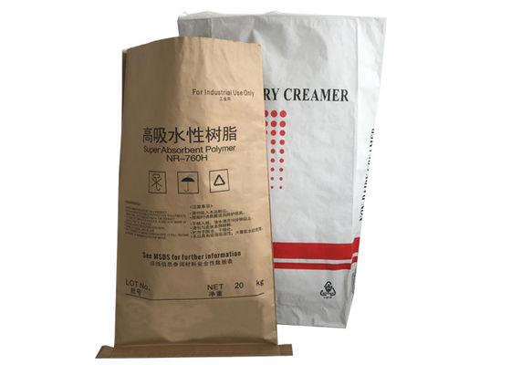 sac blanc de papier de Brown emballage de double couche de 15kg 20kg 25kg pour l'emballage