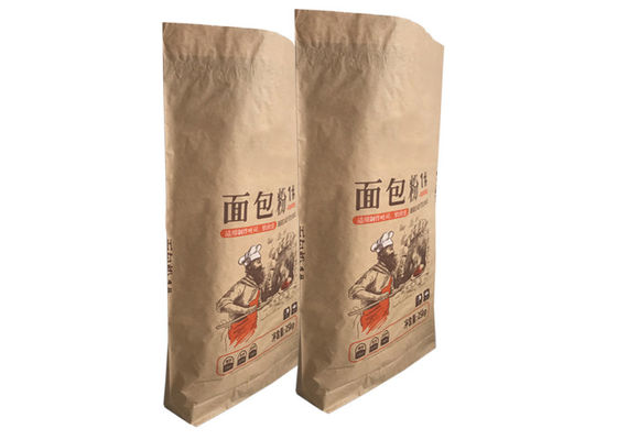 L'emballage de farine de blé de papier d'emballage met en sac le sac de papier de empaquetage de la catégorie 25kg comestible
