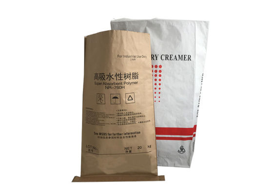 l'emballage inférieur de papier d'emballage de film de pe de bloc met en sac l'utilisation industrielle de sac à papier