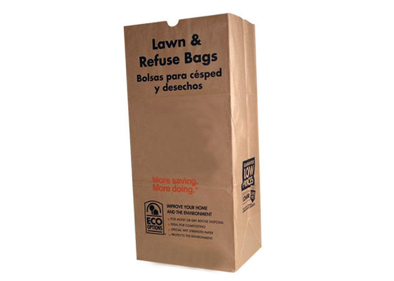 grands sacs en papier de pelouse de 4ply Papier d'emballage pour des sacs de pelouse et d'ordures de papier de détritus végétaux