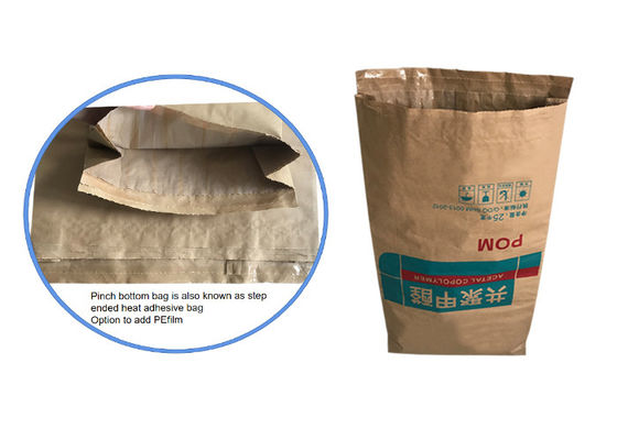 Sacs de empaquetage inférieurs adaptés aux besoins du client de papier de Multiwall emballage de sacs en papier de pincement chaud de fonte