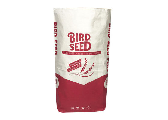 Sac adapté aux besoins du client de papier d'emballage de pli de Logo Size 1-4 pour la graine d'alimentation des animaux d'emballage