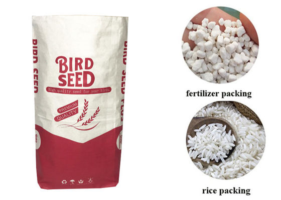 Sacs en papier faits sur commande du logo 25kg Multiwall Papier d'emballage pour la farine de poisson d'alimentation des animaux d'emballage