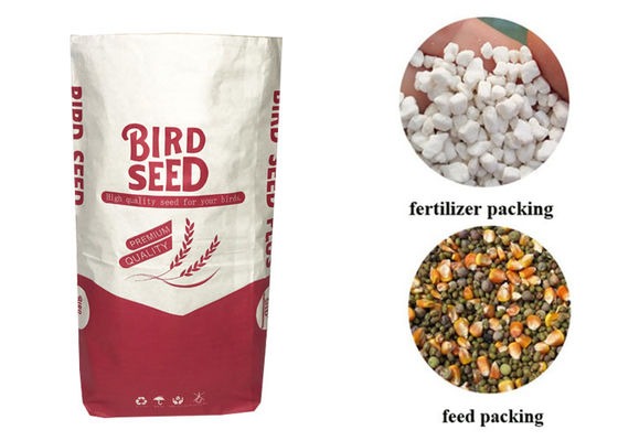 25kg Logo Paper Poultry Feed Bag fait sur commande pour l'alimentation Cat Litter Seed de chien