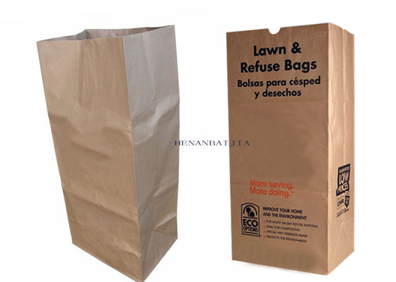 Sacs de déchets de rebut de Brown de feuille d'herbe de jardin de pelouse de papier de sac de déchets biodégradables d'ordures