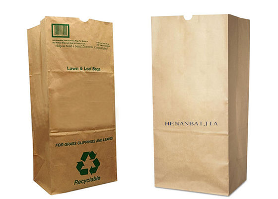 Ouverture facile biodégradable de sacs de papier de pelouse de brun de kraft