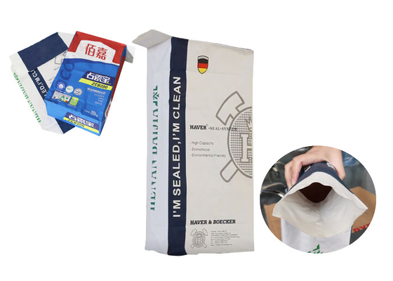 Logo adapté aux besoins du client sac à emballage de valve de papier de 25 kilogrammes pour paquet global adhésif de tuile
