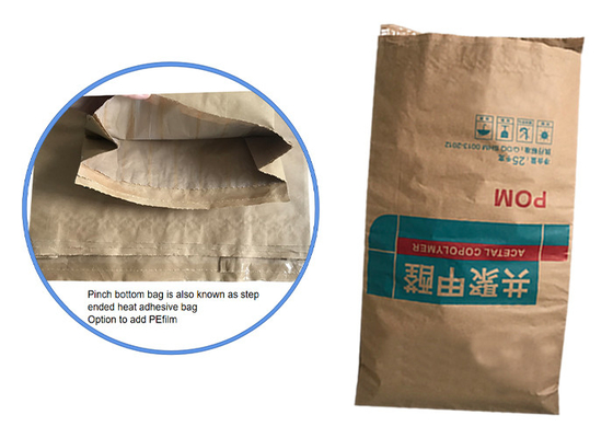sacs en papier de Multiwall d'amidon de farine de 20kg 25kg avec le fond de pincement