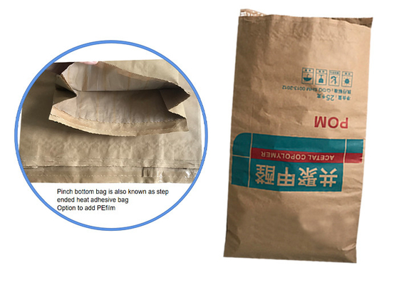 Sac en papier inférieur de pincement d'emballage industriel pour le lait en poudre de fécule de pomme de terre