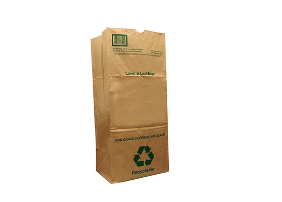 Grande pelouse de Brown et ordures de rebut humides rayées résistantes de fuite de sac de papier de feuille poly