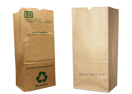 Les sacs en papier faits sur commande Brown Flexo biodégradable de pelouse de Multiwall impriment les sacs de papier d'ordures