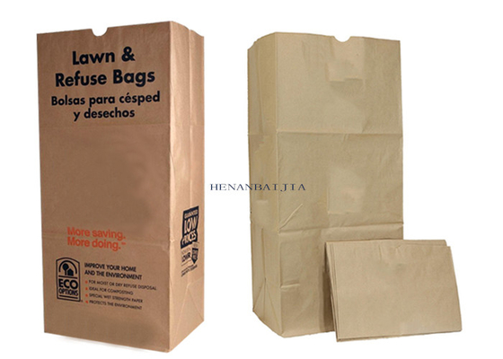 Sacs en papier inférieurs de Multiwall Papier d'emballage de feuilles de pelouse de bloc sacs en papier de pelouse de 30 gallons