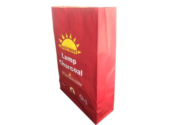 Sacs ouverts de charbon de bois du barbecue 5kg de capacité de sacs en papier de Multiwall de bouche cousus par fond de place