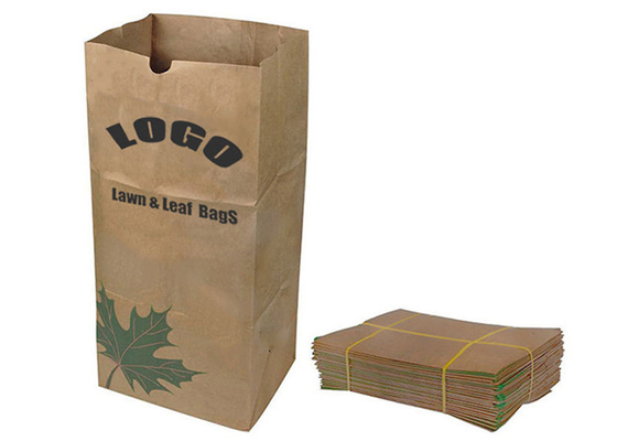 Sac de papier compostable de feuille de pelouse de détritus végétaux étanche à l'humidité avec le logo fait sur commande